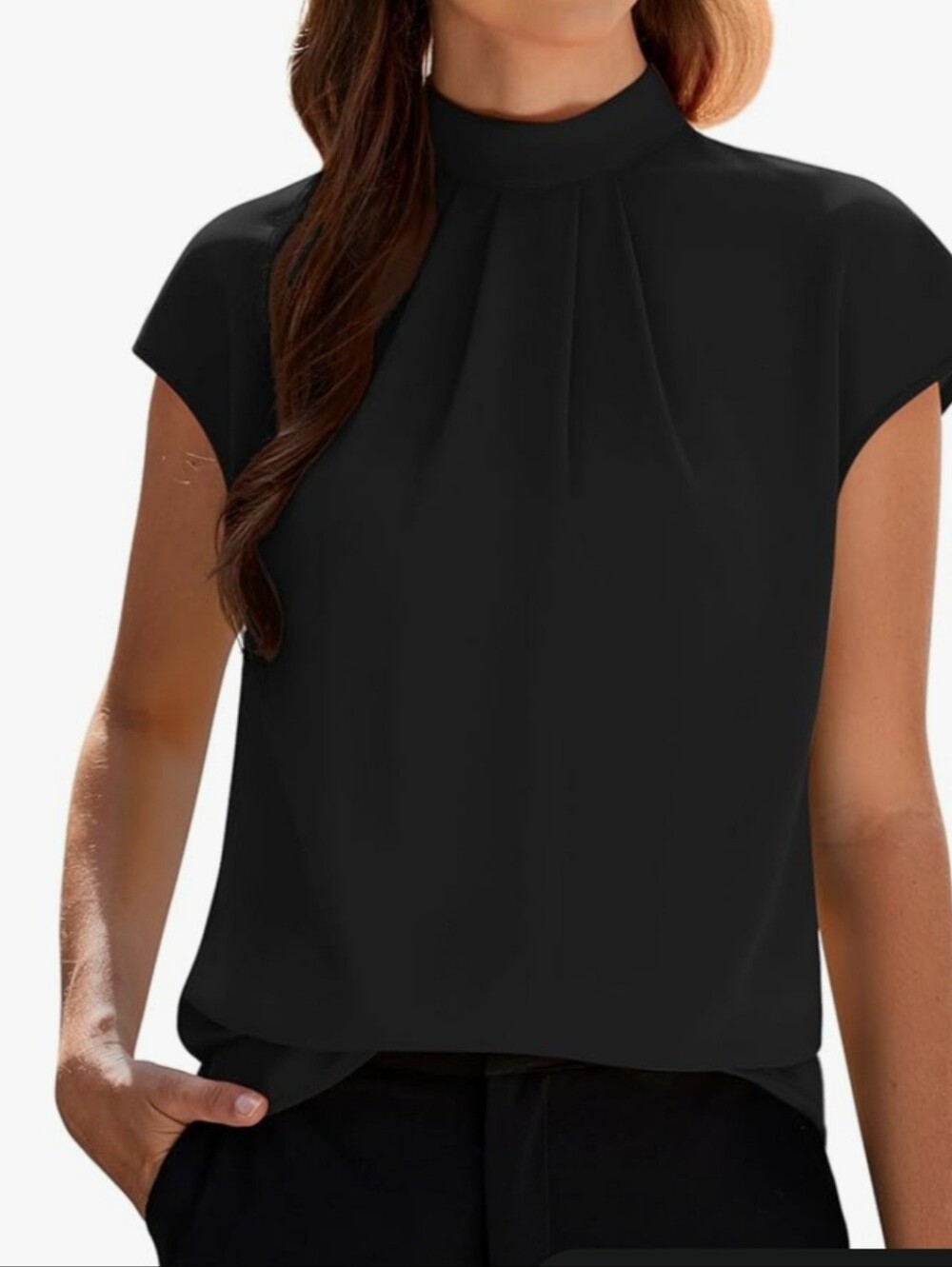 Women's Black Mock Neck Cap Sleeve Top. Size Medium. NWT.